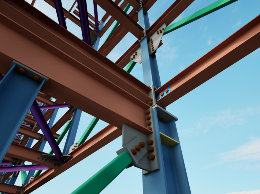 Steel detailing model with connections. Model created by JITECH, rendered in Twinmotion by ALLPLAN