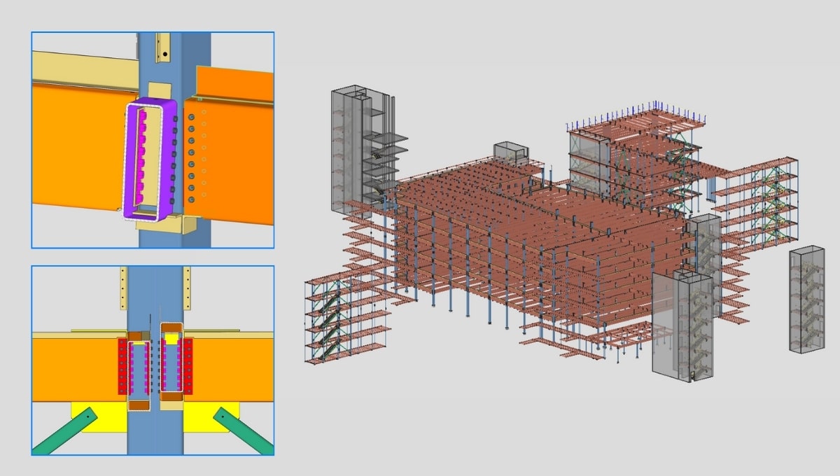 FUZE Ballpark apartment complex steel detailing model by Cartee-Berry & Associates